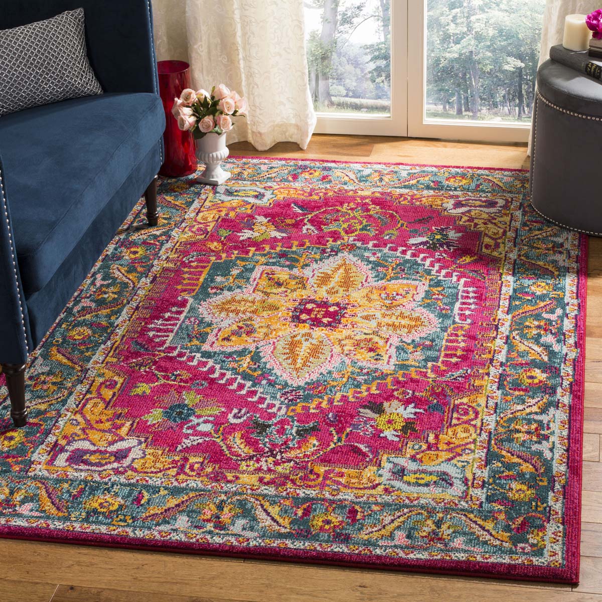 Safavieh Phoenix 153 Rug, PHX153 - Fuchsia / Blue