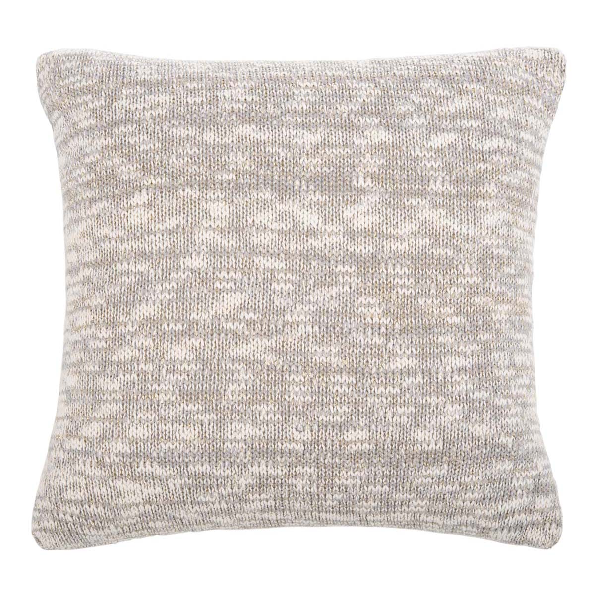 Safavieh Ralen Knit Pillow , PLS3000 - Light Grey/Natural/Gold Lurex