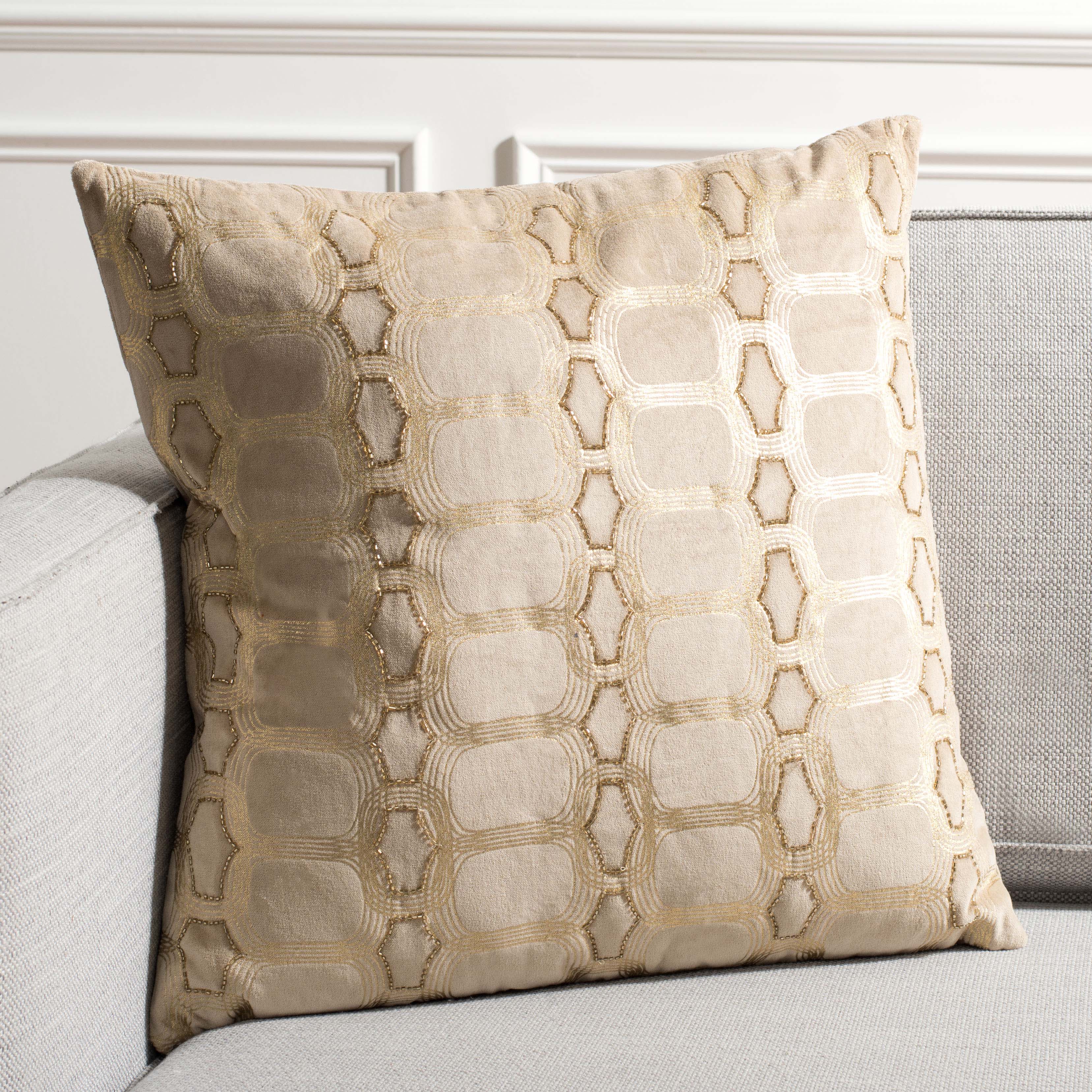 Safavieh Adalie Pillow , PLS877 - Beige / Gold