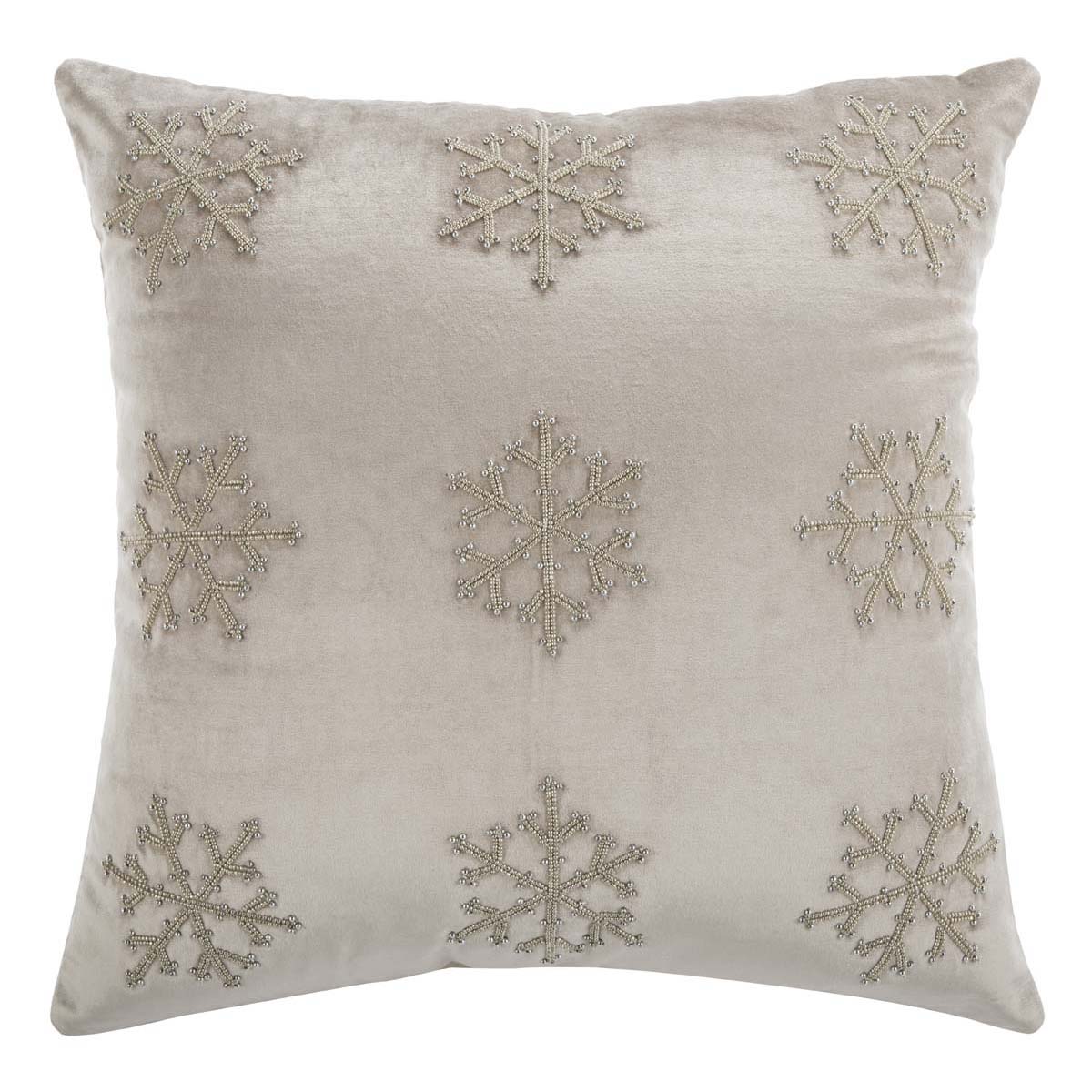 Safavieh Sydnee Snowflake  Pillow Beige/Silver, PLS885 - Beige/Silver