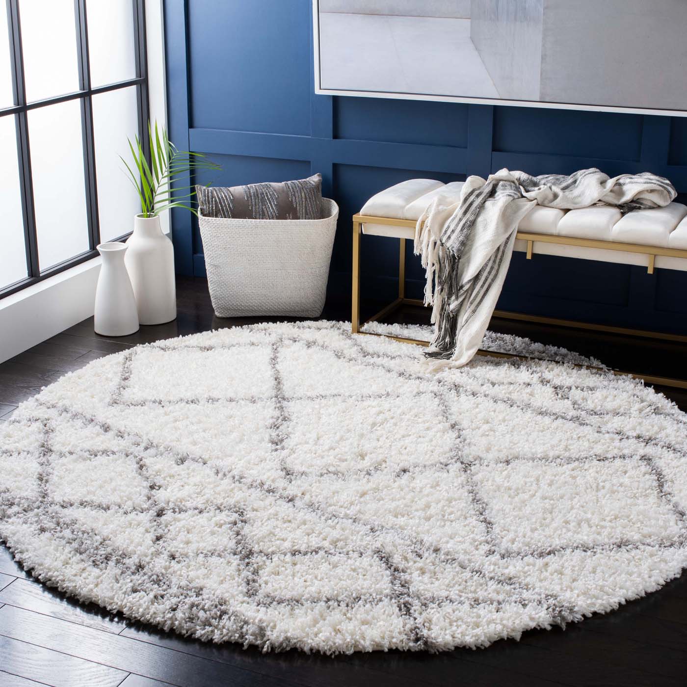 Safavieh Pro Lux Shag 436 Rug, PLX436 - Ivory / Grey