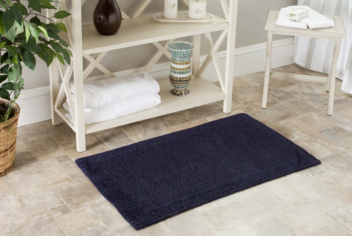 Safavieh Resort Plush Bathmat 633 Rug, PMB633 (Set of 2) - Navy