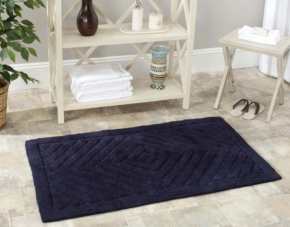 Safavieh Marquis Diamond Bathmat 635 Rug, PMB635 (Set of 2) - Navy