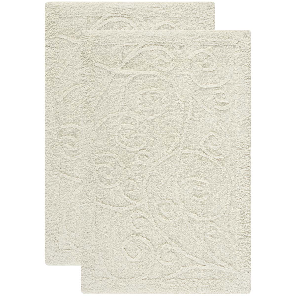 Safavieh Vine Scroll Bathmat 637 Rug, PMB637 (Set of 2) - Natural