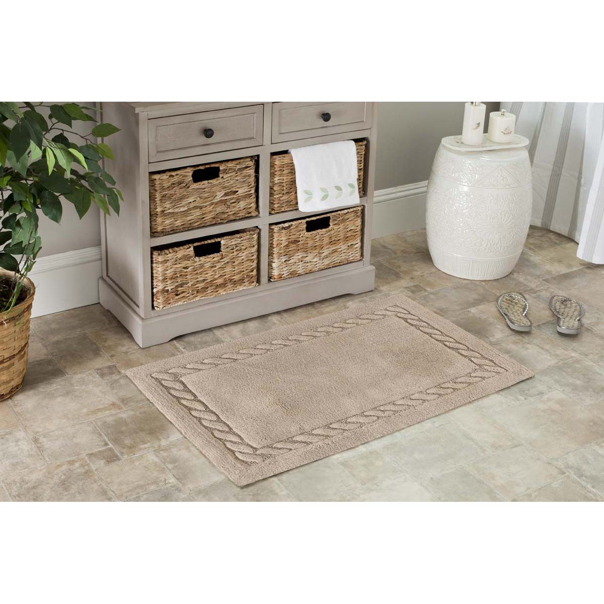 Safavieh Cable Plush Bathmat 640 Rug, PMB640 (Set of 2)