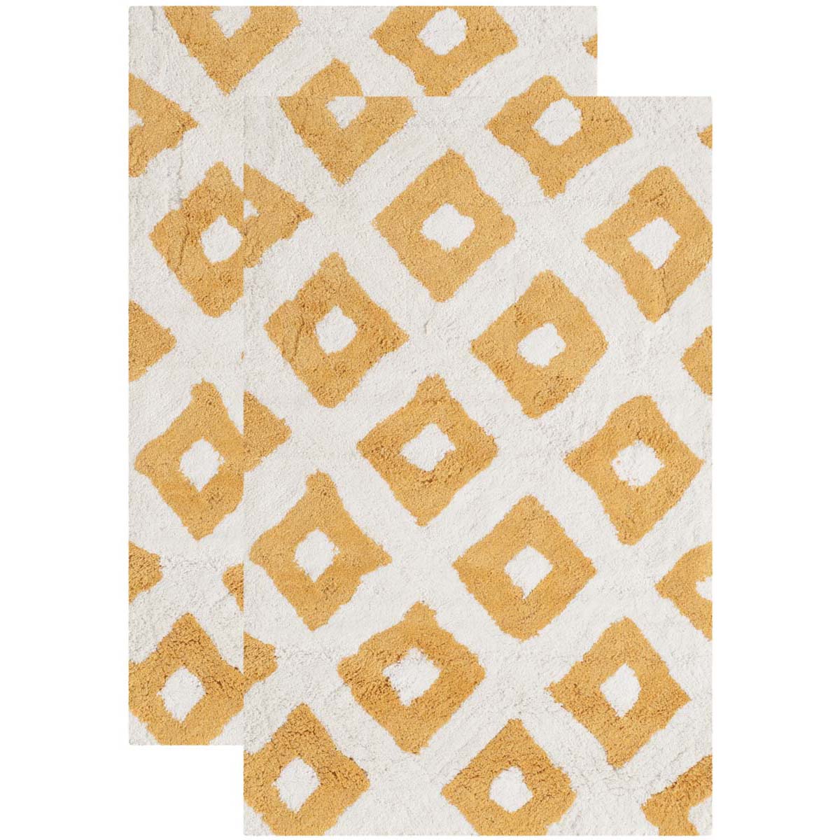 Safavieh Diamond Tufted Bathmat 726 Rug, PMB726 (Set of 2) - Winter Wheat