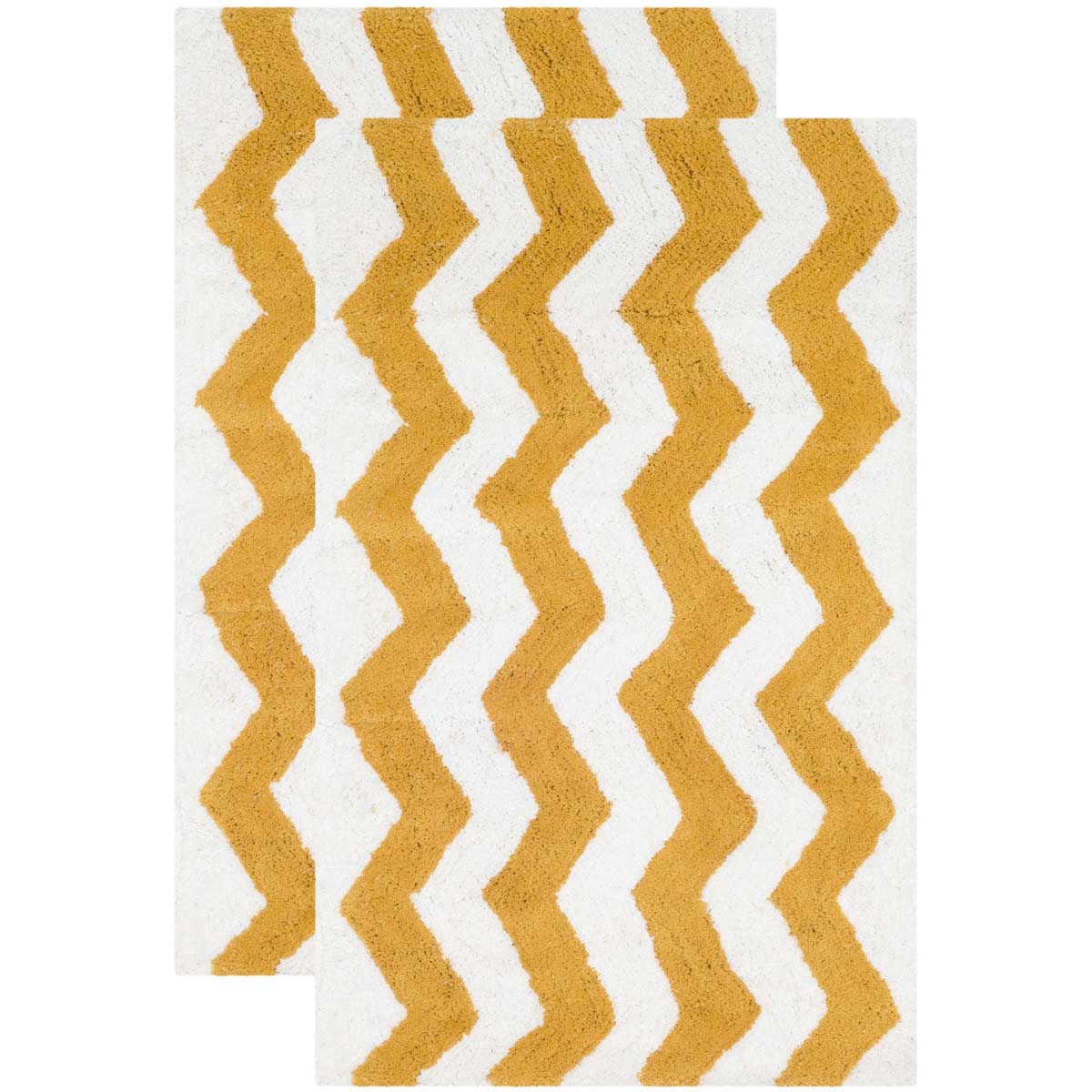 Safavieh Chevron Tufted Bathmat 727 Rug, PMB727 (Set of 2) - Winter Wheat