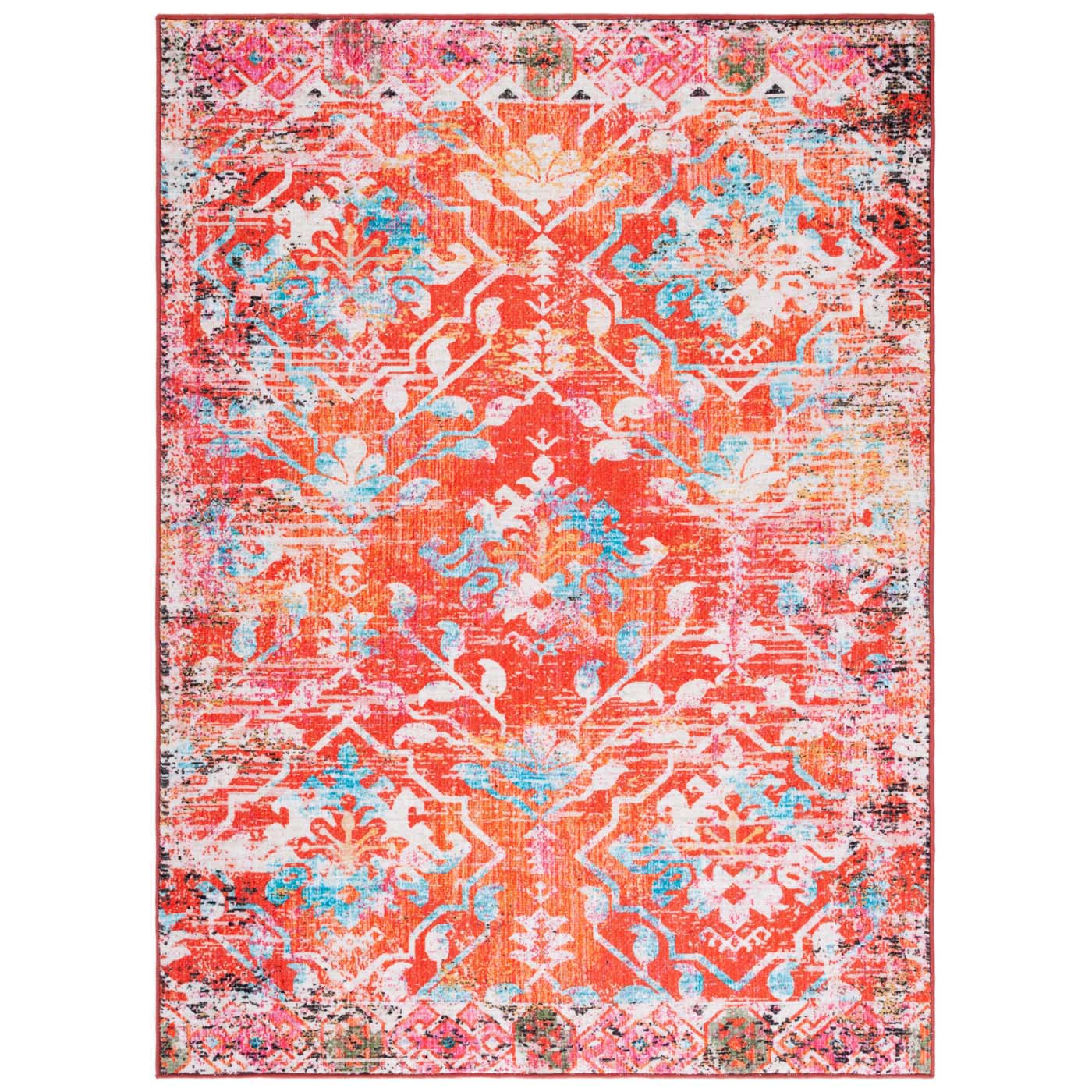 Safavieh Riviera Machine Washable 117 Rug, RIV117 - Orange / Light Blue