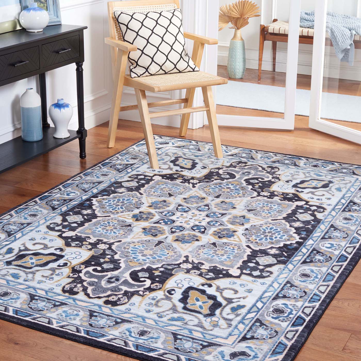 Safavieh Riviera Machine Washable 155 Rug, RIV155 - Grey / Light Blue