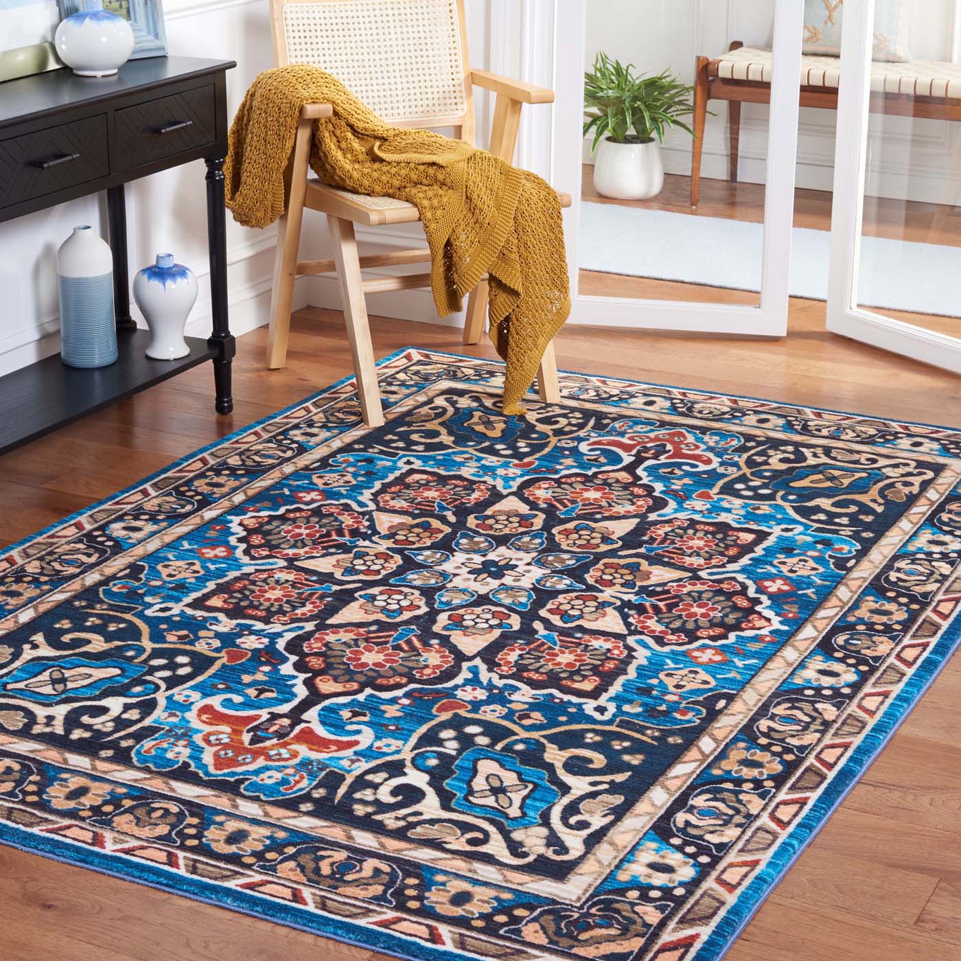 Safavieh Riviera Machine Washable 155 Rug, RIV155 - Blue / Black