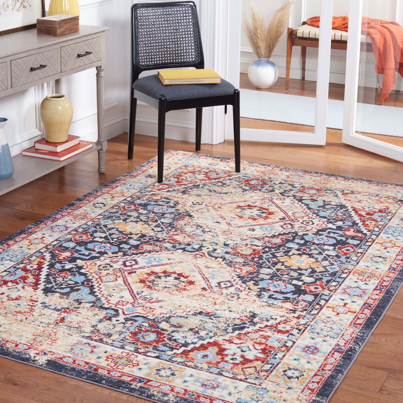 Safavieh Riviera Machine Washable 157 Rug, RIV157 - Charcoal / Gold