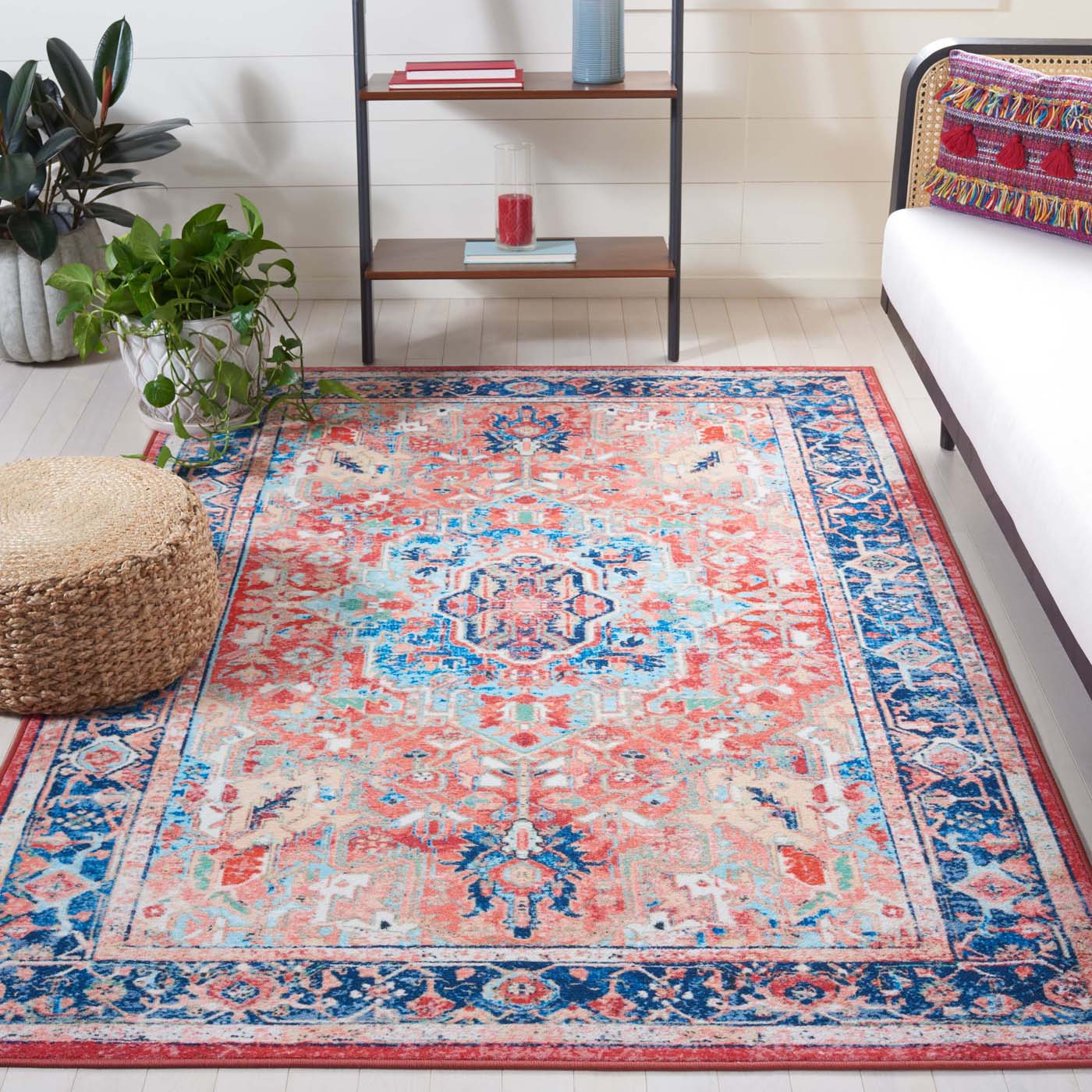 Safavieh Riviera Machine Washable 182 Rug, RIV182 - Navy / Red