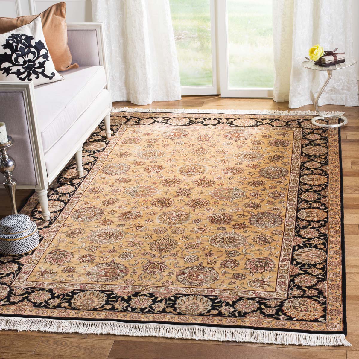 Safavieh Royal Kerman 3A- Rug, RK23A- - Light Gold / Black