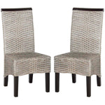 Safavieh Ilya 18''H Wicker Dining Chair, SEA8017 - Antique/Grey (Set of 2)