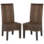 Safavieh Ilya 18''H Wicker Dining Chair, SEA8017 - Brown/Multi (Set of 2)