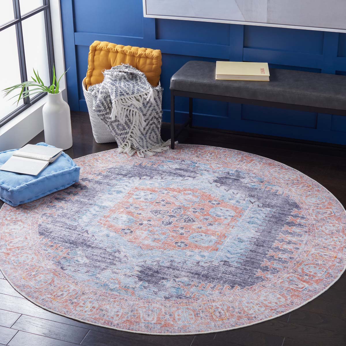 Safavieh Serapi Machine Washable 382 Rug, SEP382 - Terracotta / Blue