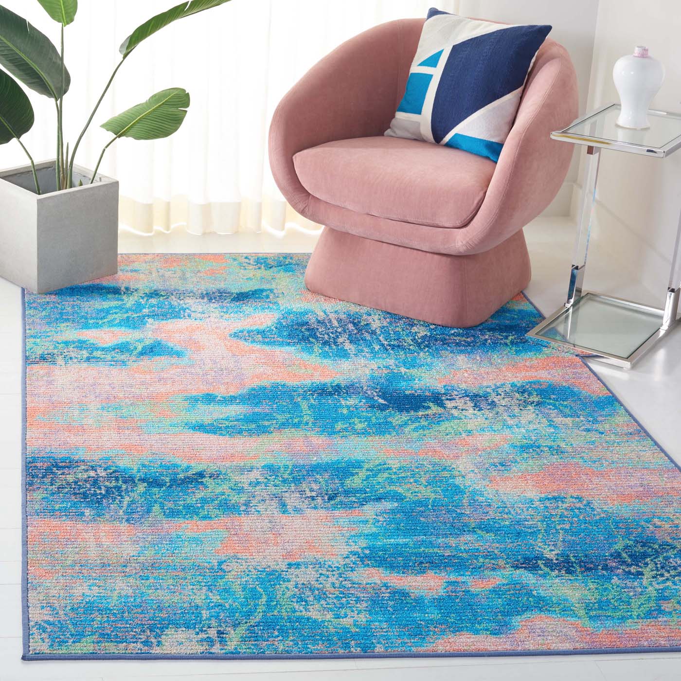 Safavieh Sequoia Machine Washable 151 Rug, SEQ151 - Blue / Orange