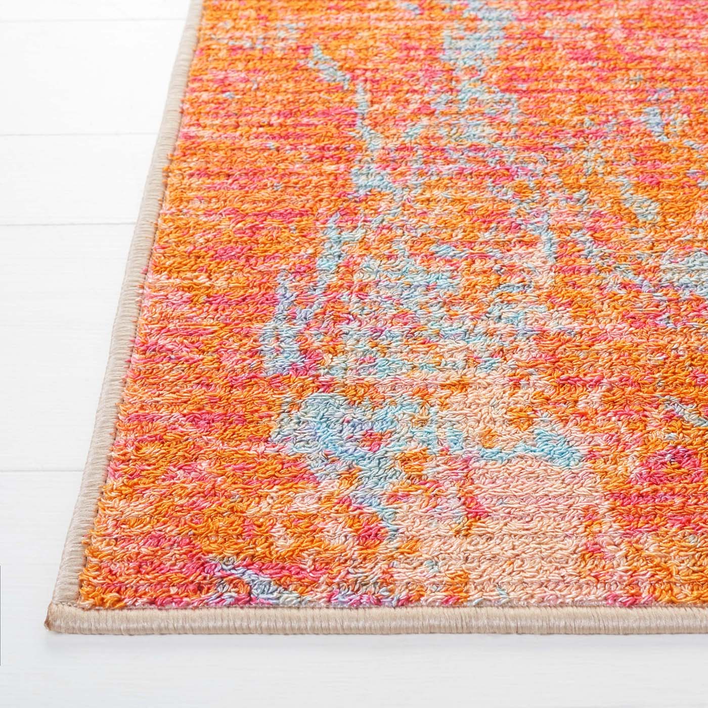 Safavieh Sequoia Machine Washable 152 Rug, SEQ152 - Orange / Light Blue