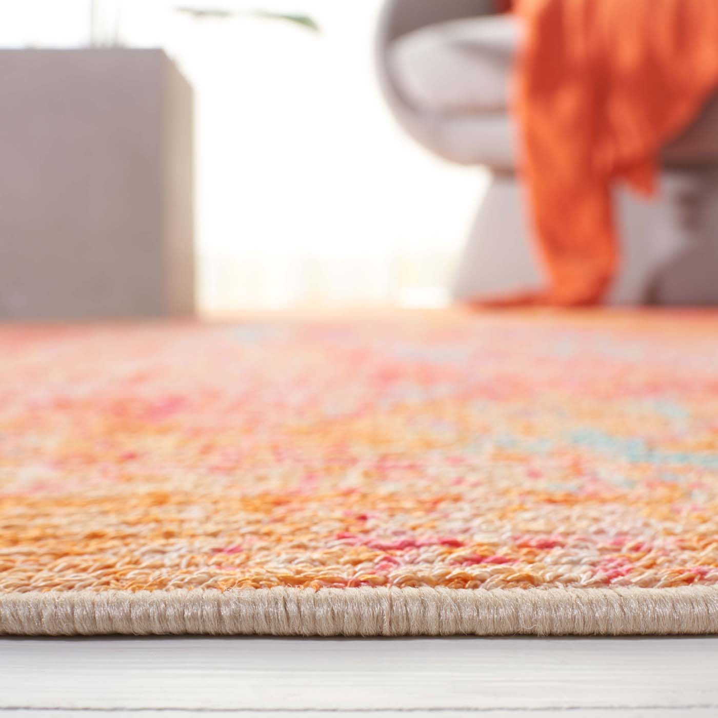 Safavieh Sequoia Machine Washable 152 Rug, SEQ152 - Orange / Light Blue