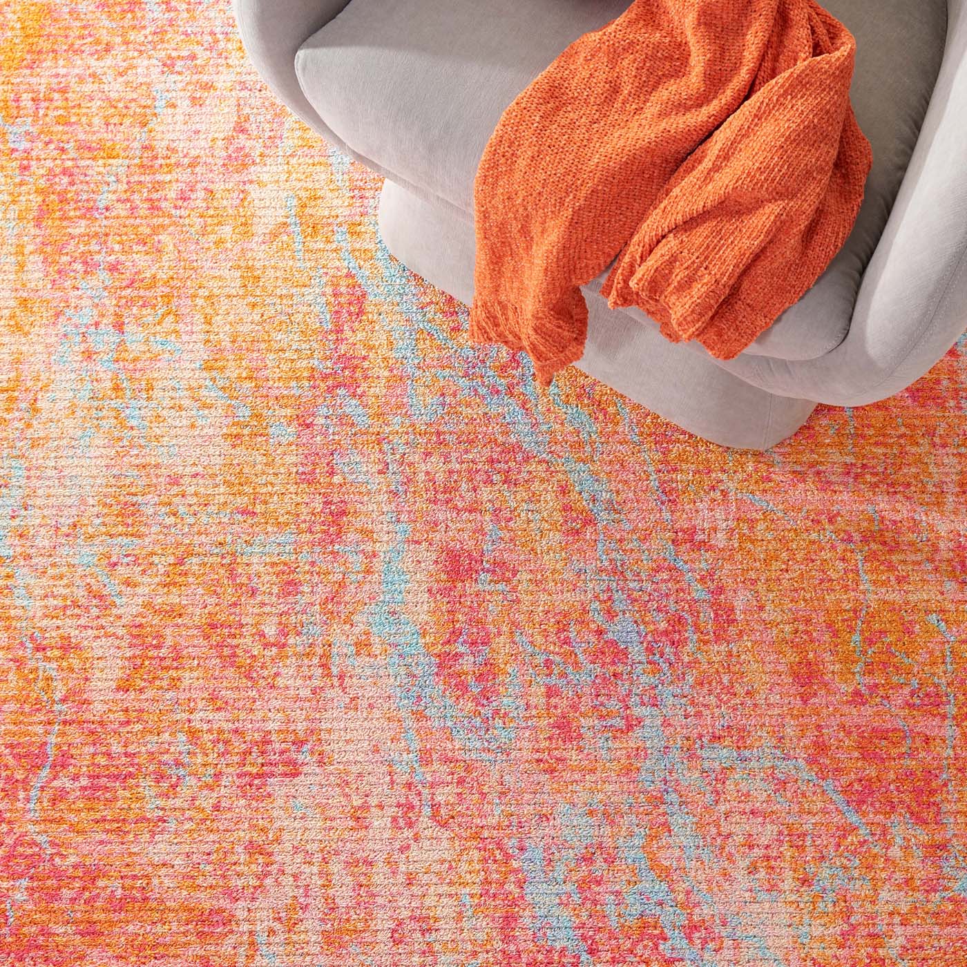 Safavieh Sequoia Machine Washable 152 Rug, SEQ152 - Orange / Light Blue