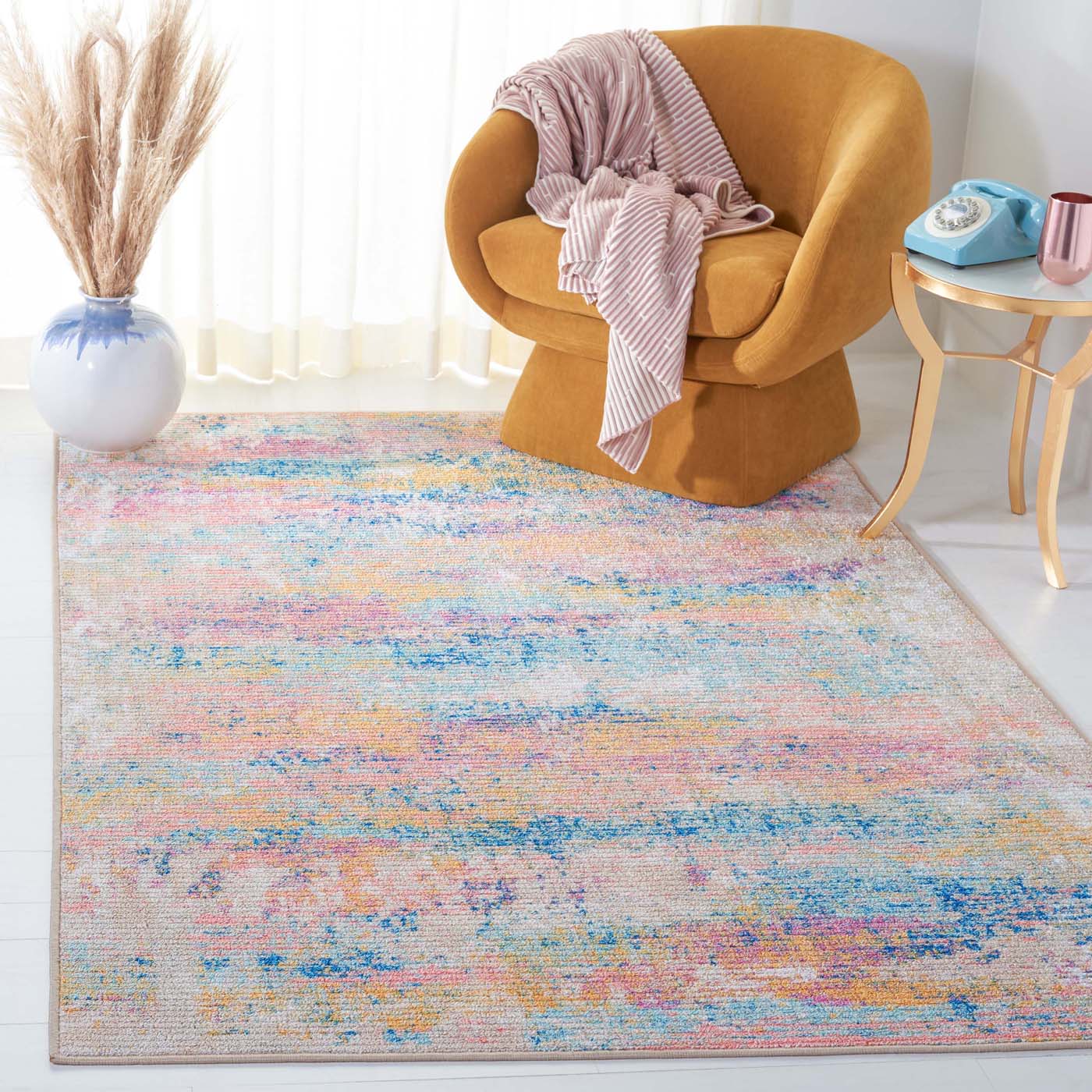 Safavieh Sequoia Machine Washable 155 Rug, SEQ155 - Blue / Gold