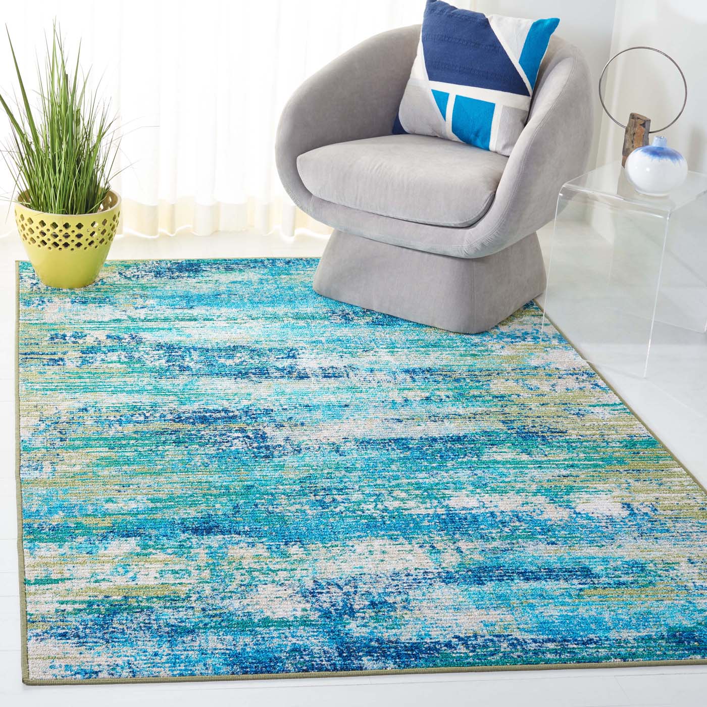 Safavieh Sequoia Machine Washable 156 Rug, SEQ156 - Blue / Green