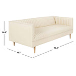 Safavieh Couture Carmina Channeled Leather Sofa - Light Beige