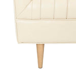 Safavieh Couture Carmina Channeled Leather Sofa - Light Beige