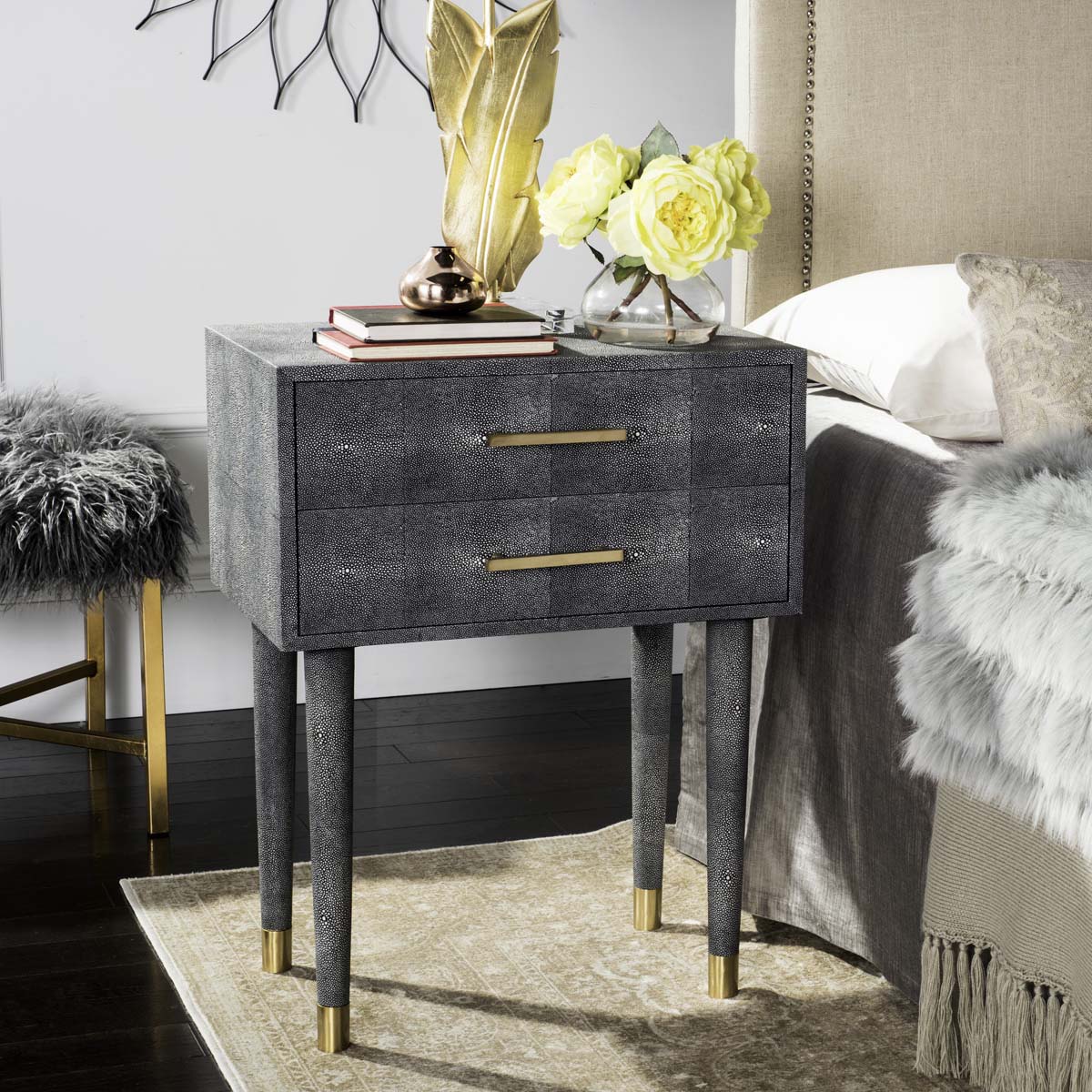 Safavieh Couture Nour Faux Shagreen End Table - Black