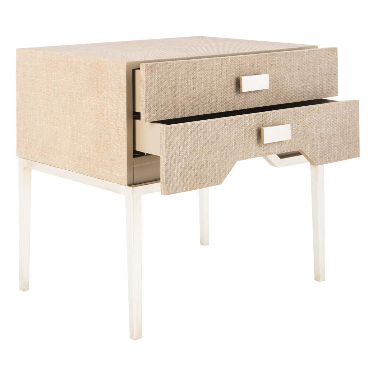 Safavieh Couture Micah Faux Raffia 2 Drawer Nightstand - Beige