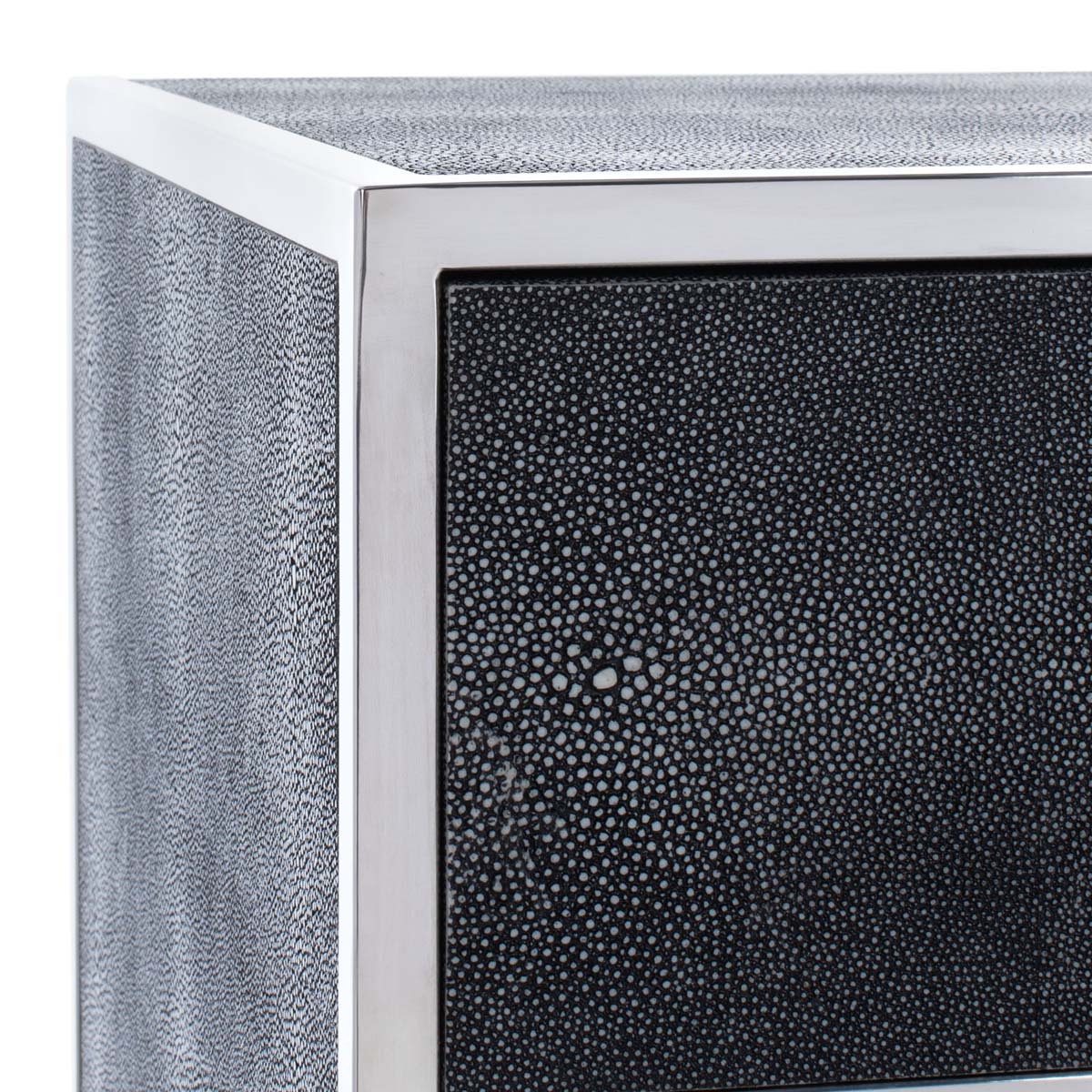 Safavieh Couture Tammy 1 Drawer Faux Shagreen Nightstand - Black / Silver