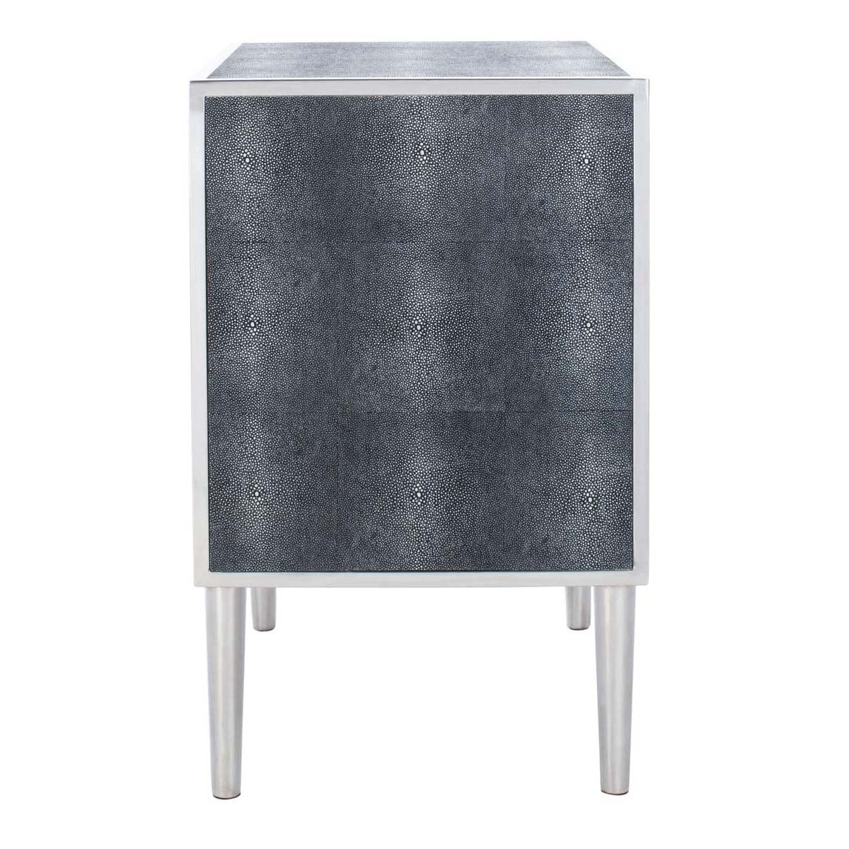 Safavieh Couture Tammy 1 Drawer Faux Shagreen Nightstand - Black / Silver