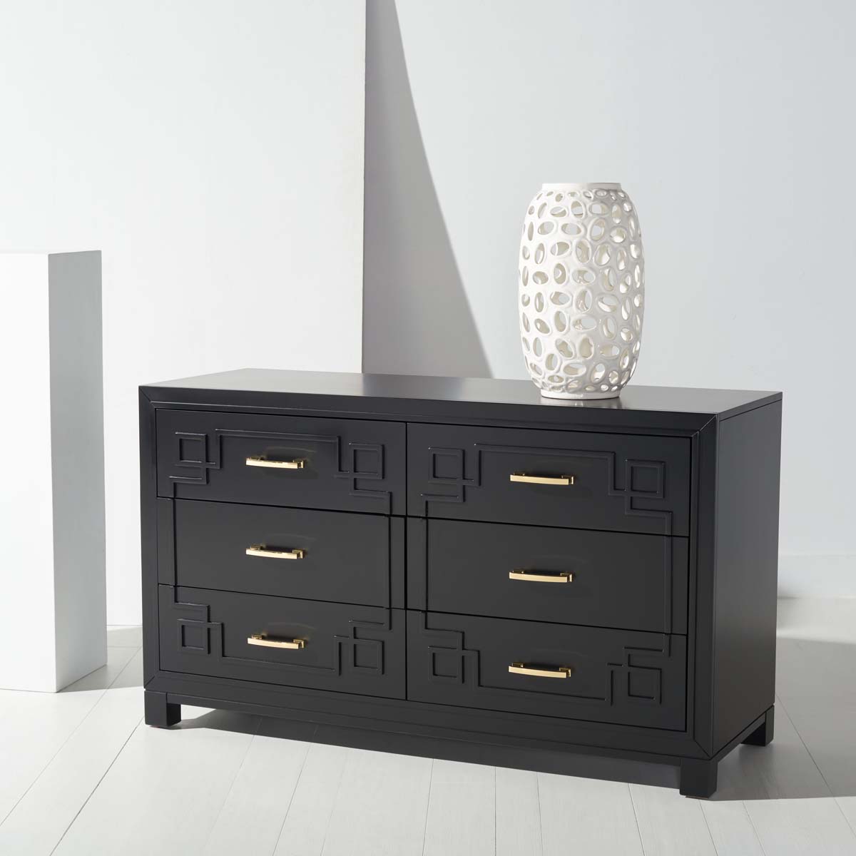 Safavieh Couture Raina 6 Drawer Dresser - Black / Gold