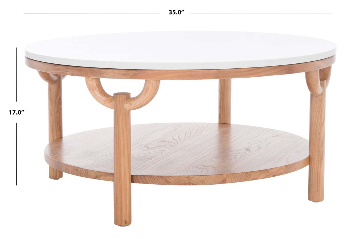 Safavieh Couture Puck Marble Top Coffee Table - Natural / White