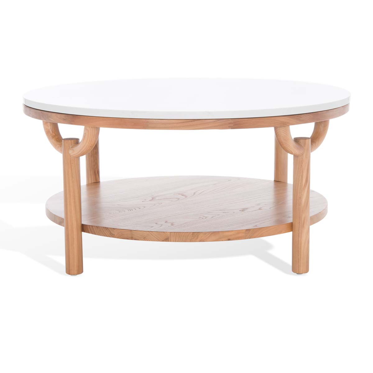 Safavieh Couture Puck Marble Top Coffee Table - Natural / White