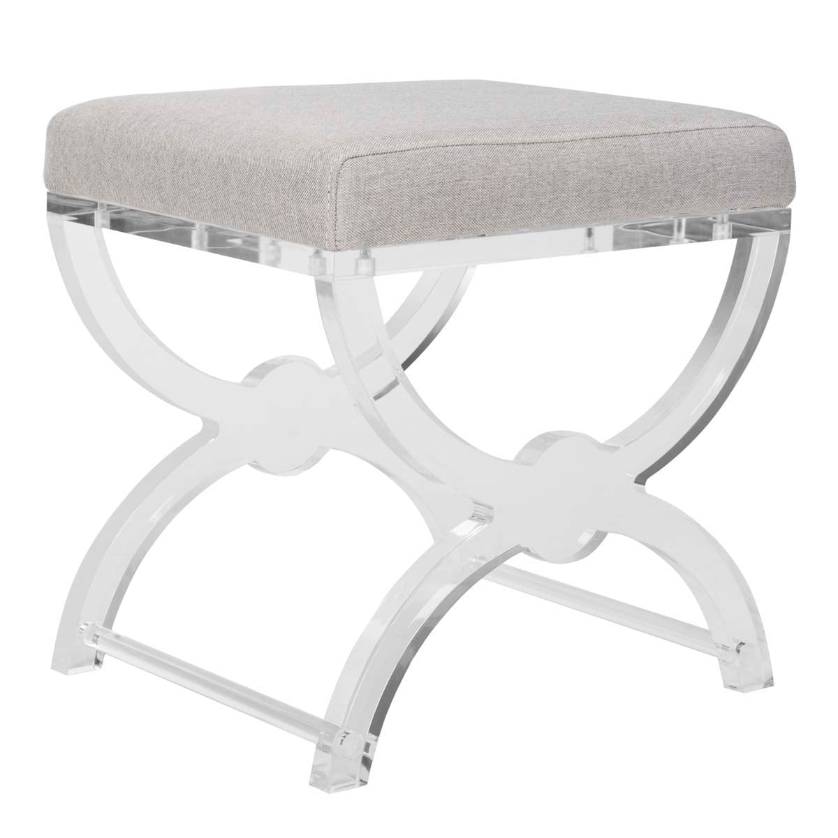 Safavieh Couture Delfina Acrylic Ottoman - Light Grey / Clear