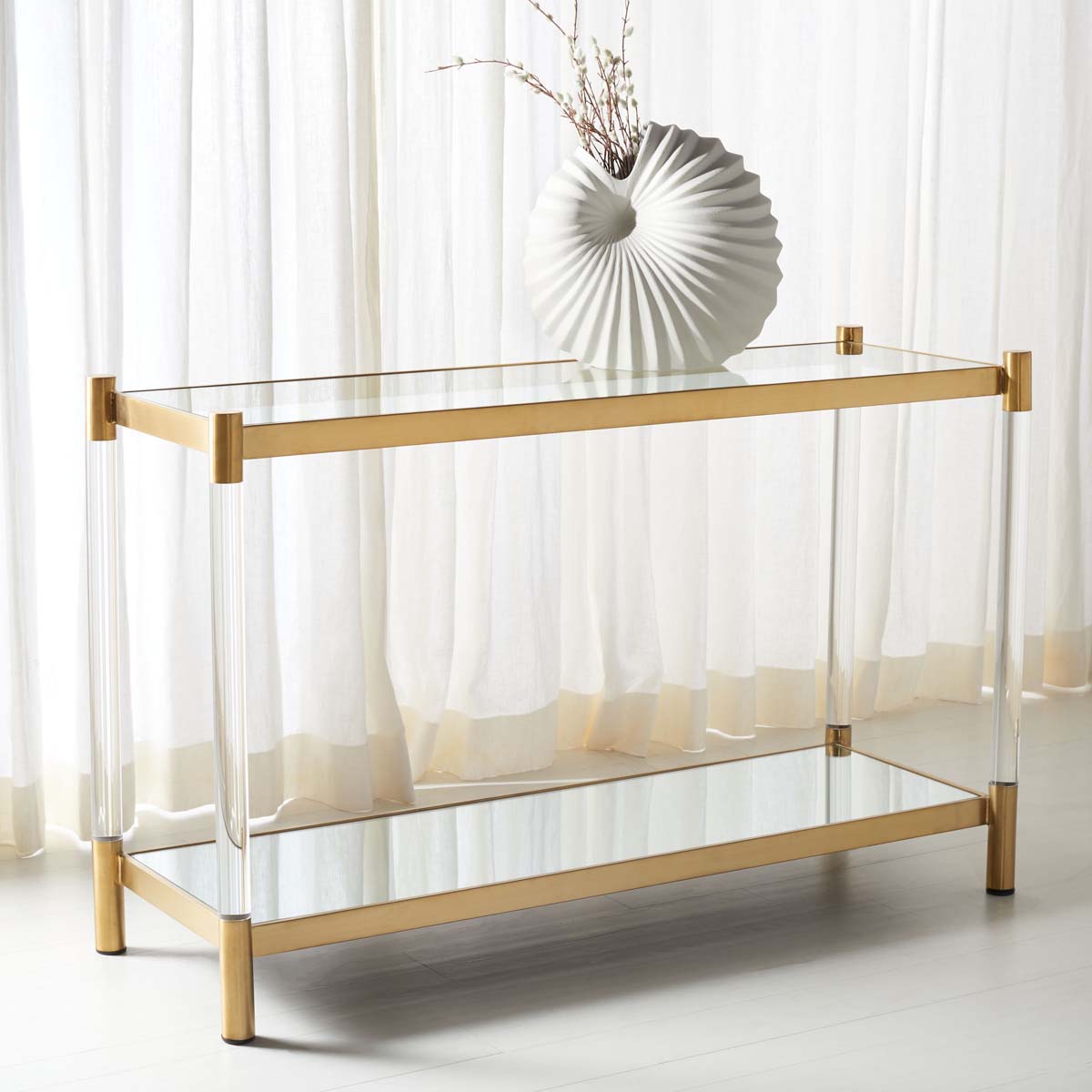 Safavieh Couture Shayla Acrylic Console Table - Brass