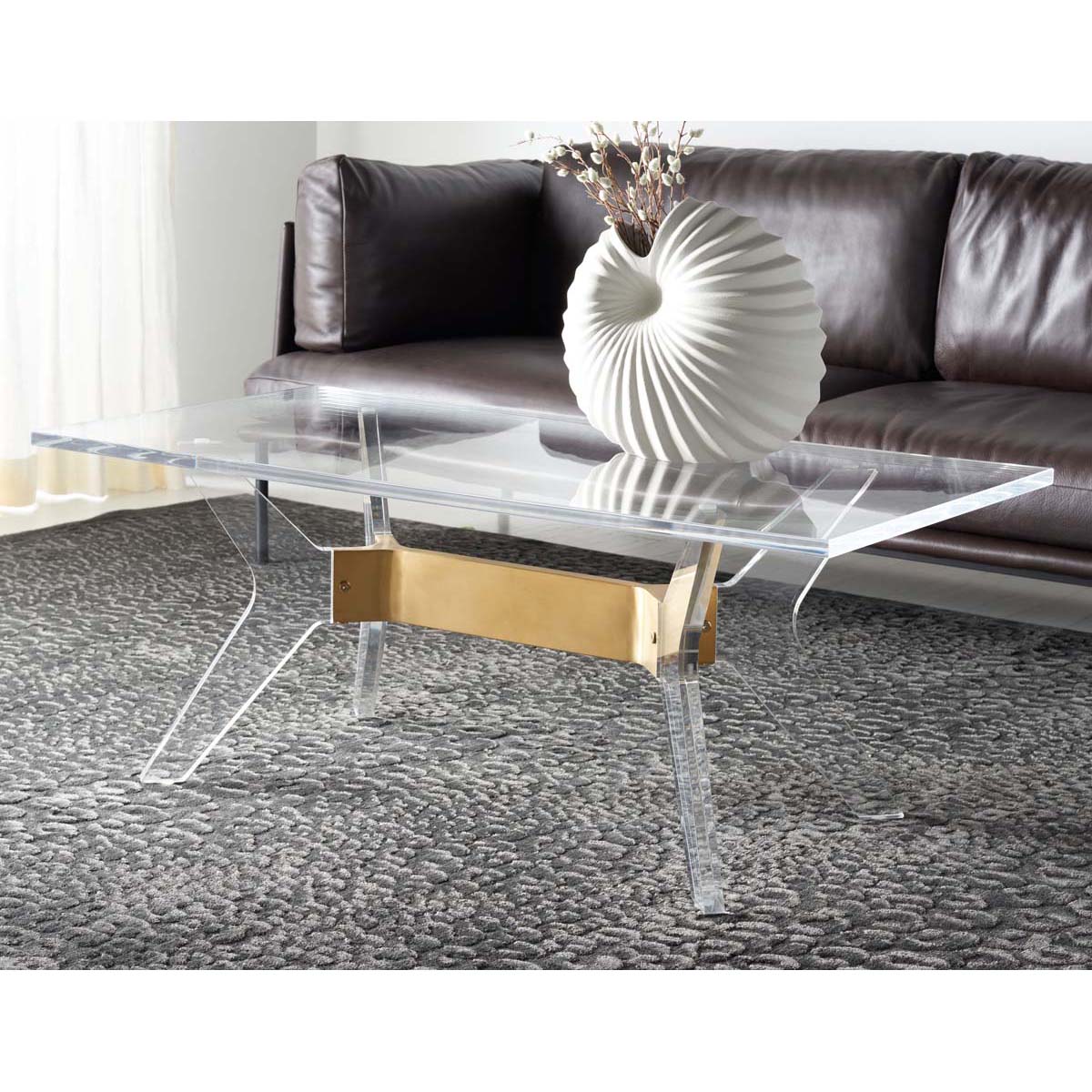 Safavieh Couture Werner Acrylic Coffee Table - Brass