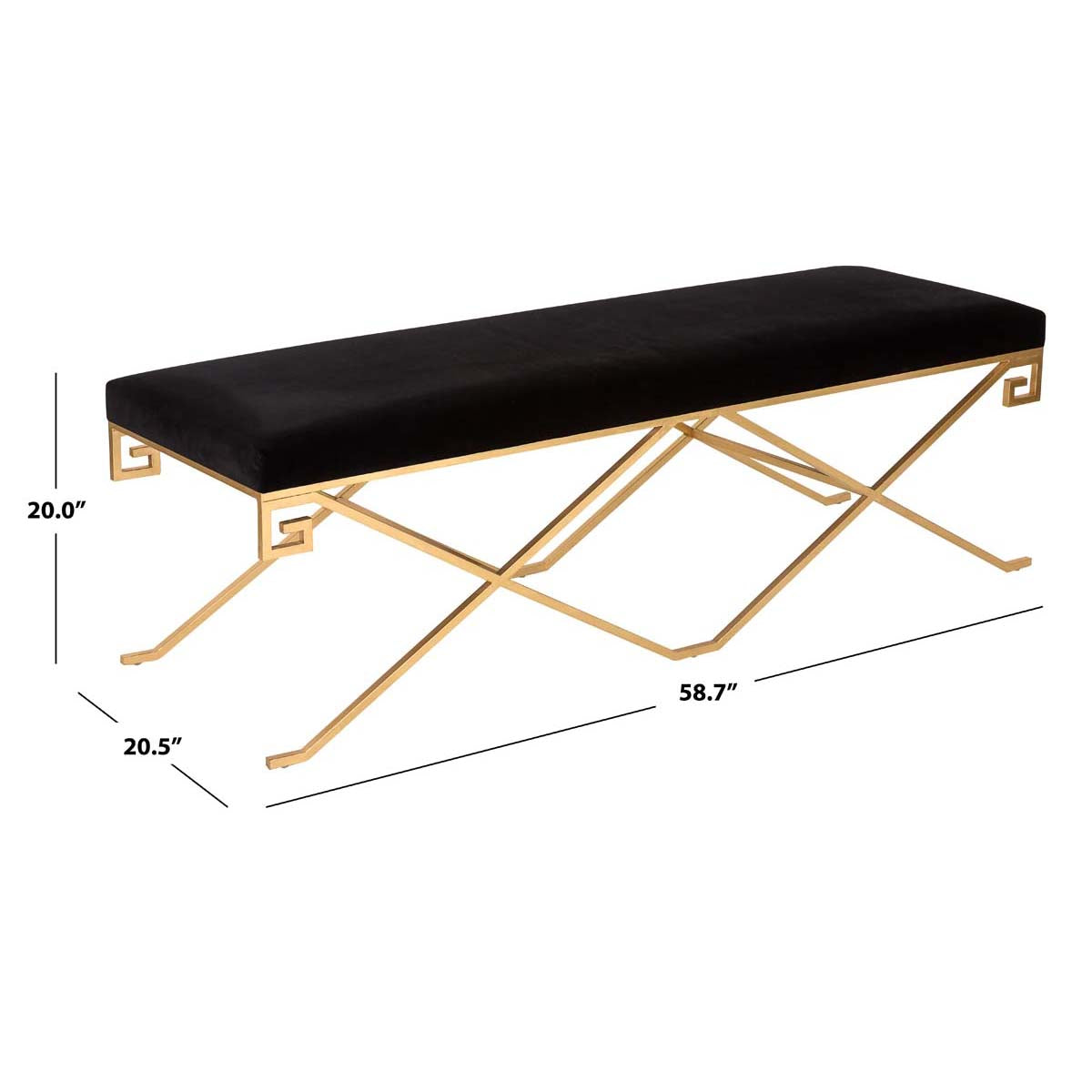 Safavieh Couture Talita Velvet Bench - Black / Gold Leaf