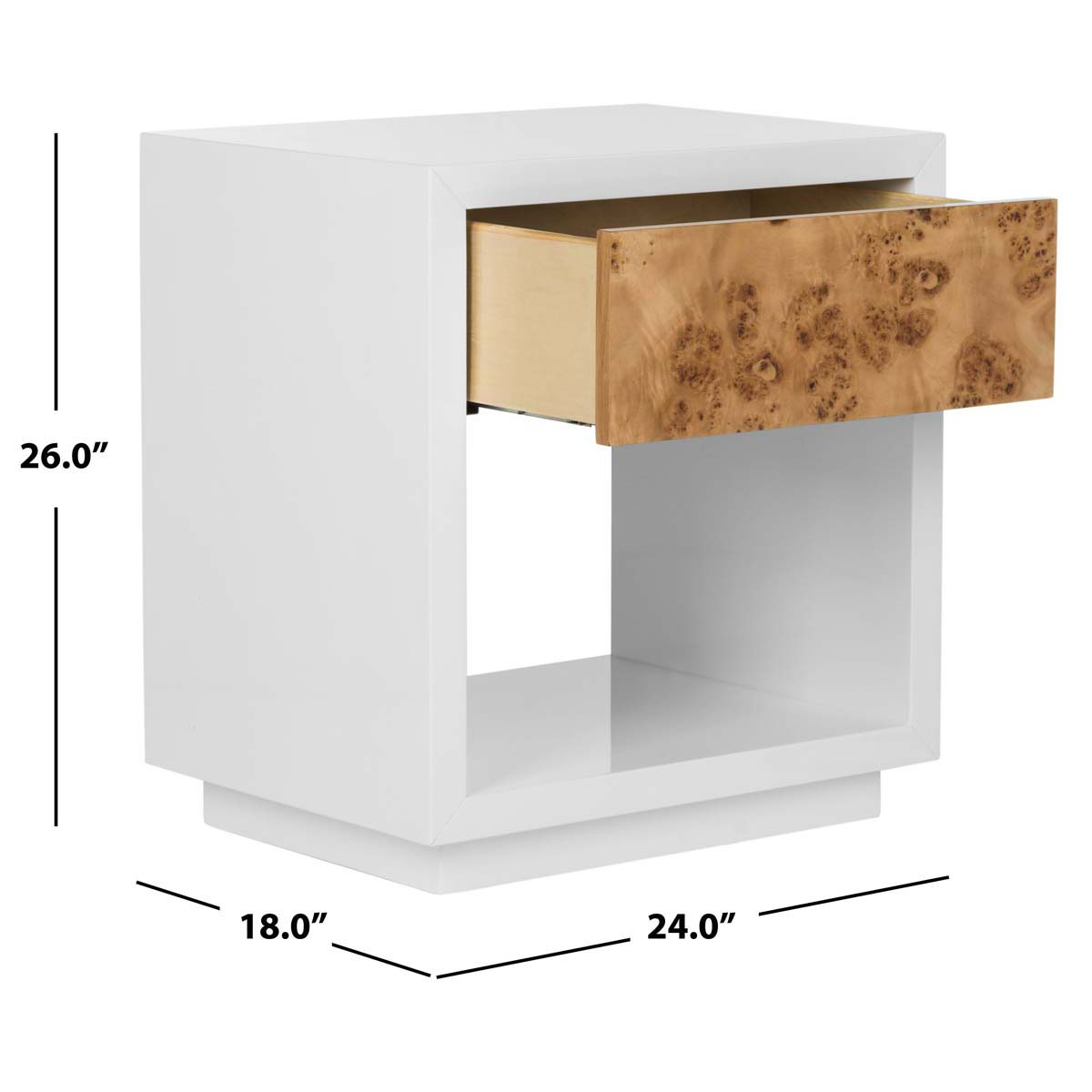 Safavieh Couture Aldo Lacquer Side Table - White Lacquer