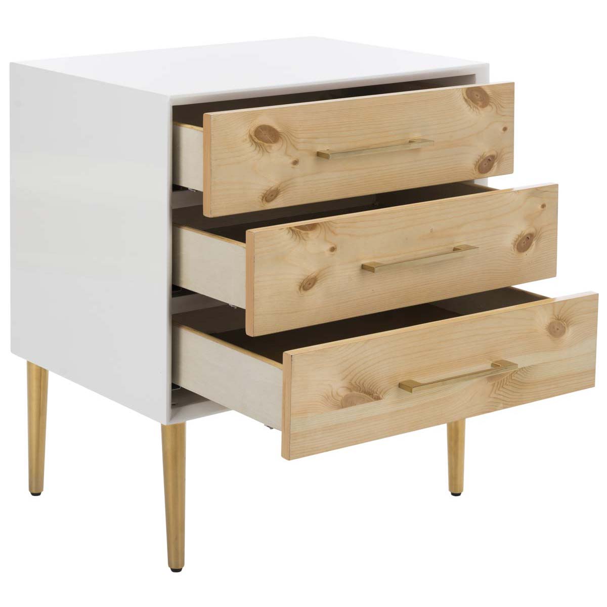 Safavieh Couture Vanda 3 Drawer Beetlewood Side Table - Drawer Beetlewood Side Table