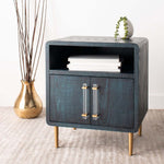 Safavieh Couture Alfie 2 Door Side Table - Indigo / Gold