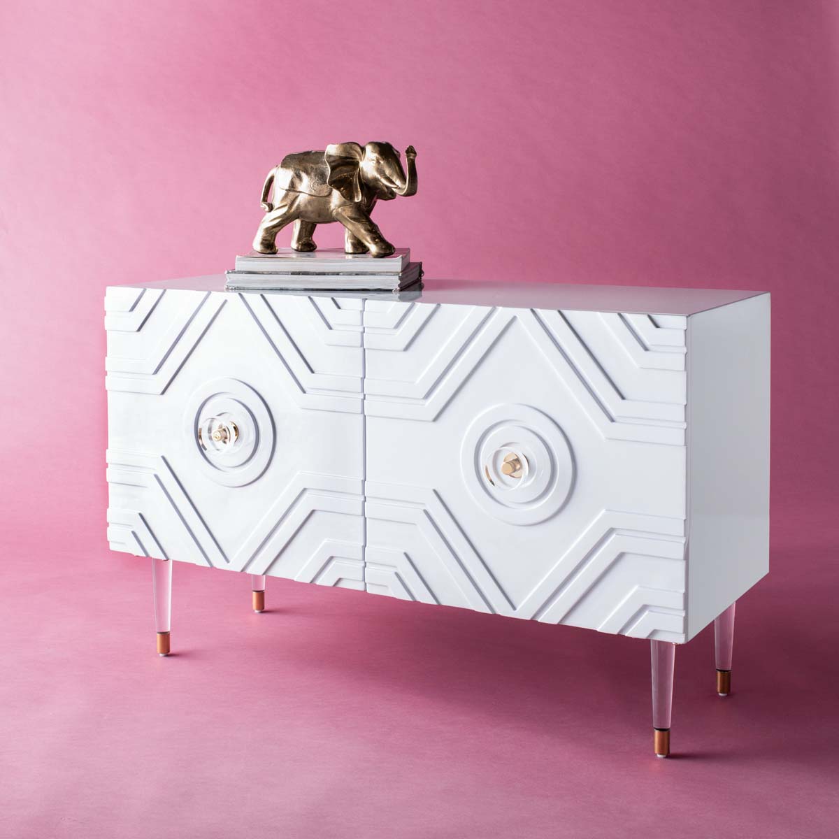 Safavieh Couture Zayn Diamond Sideboard - Light Grey / Gold