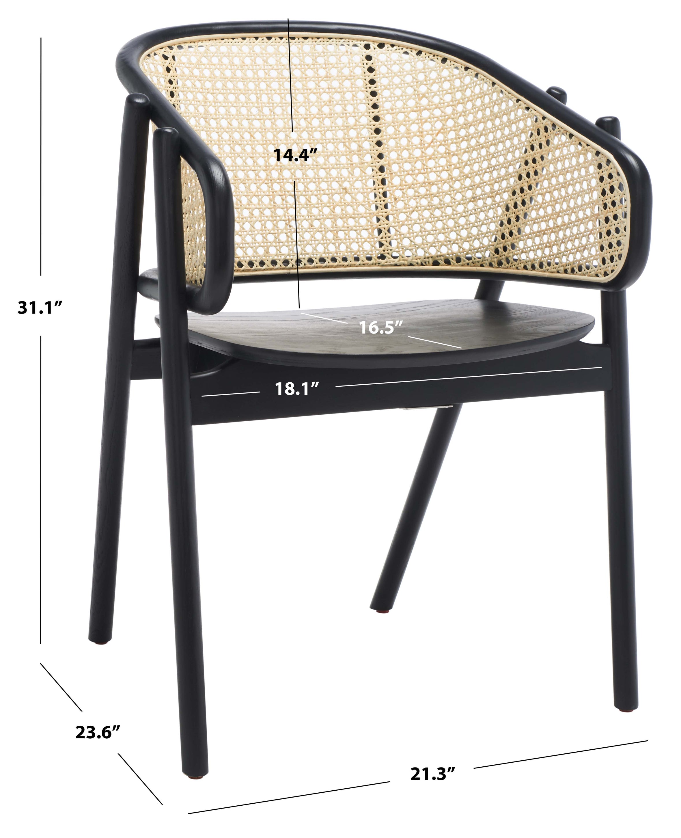 Safavieh Couture Emmy Rattan Back Dining Chair , SFV4128 - Black / Natural