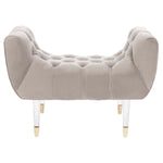 Safavieh Couture Eugenie Tufted Velvet Acrylic Bench - Pale Taupe