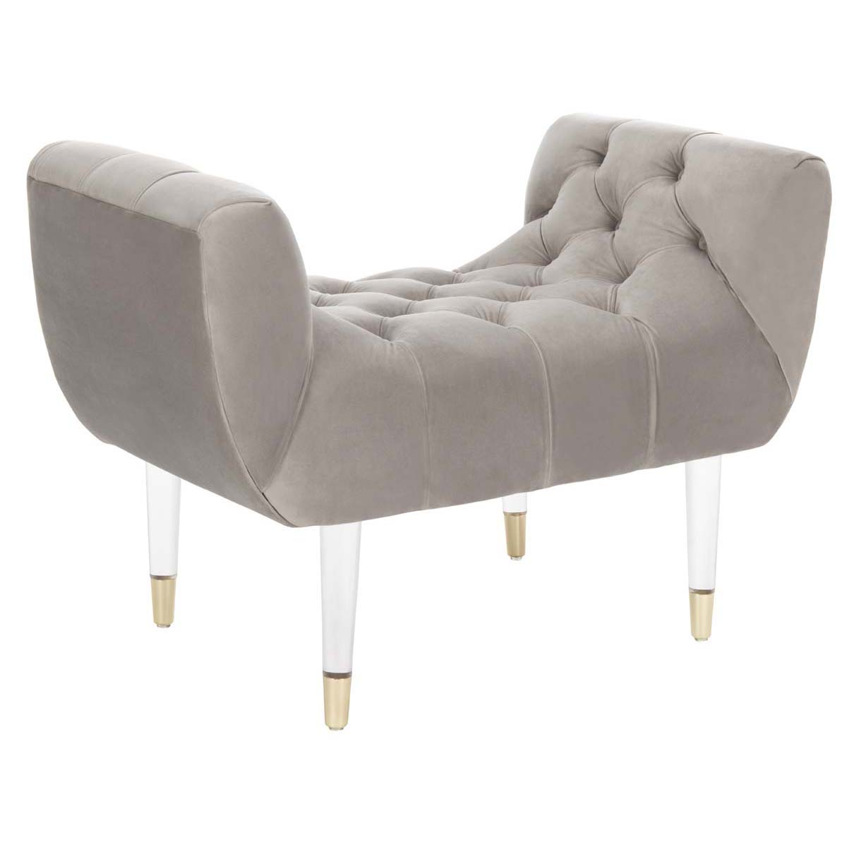 Safavieh Couture Eugenie Tufted Velvet Acrylic Bench - Pale Taupe