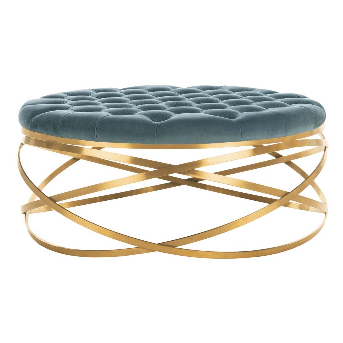 Safavieh Couture Rumi Tufted Velvet Ottoman - Seafoam