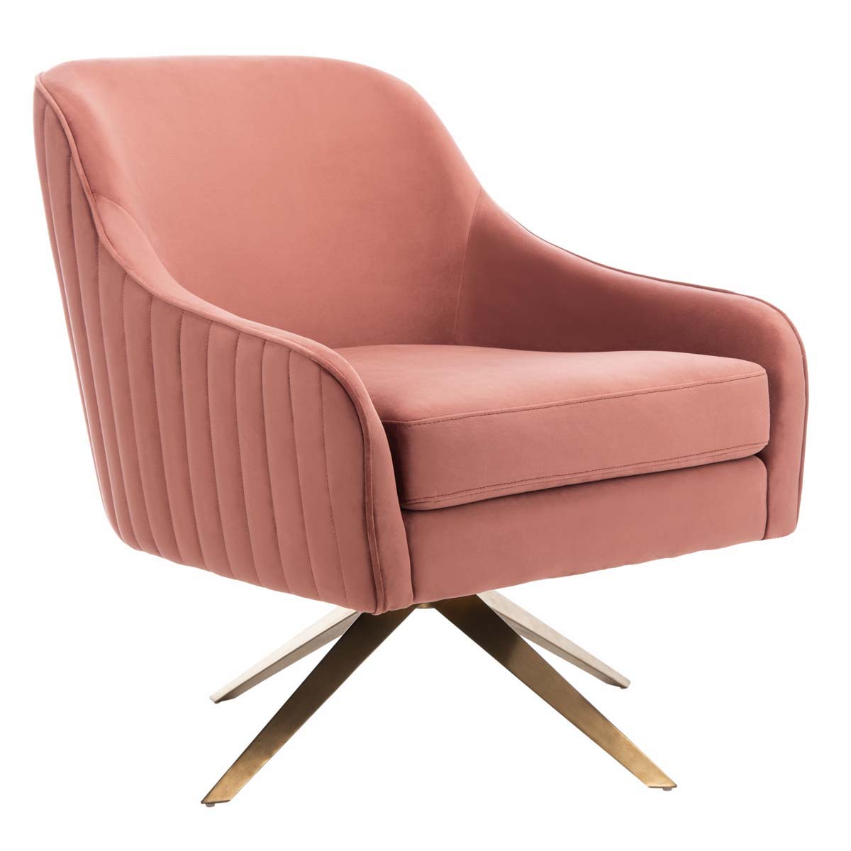 Safavieh Couture Leyla Swivel Velvet Accent Chair - Dusty Rose