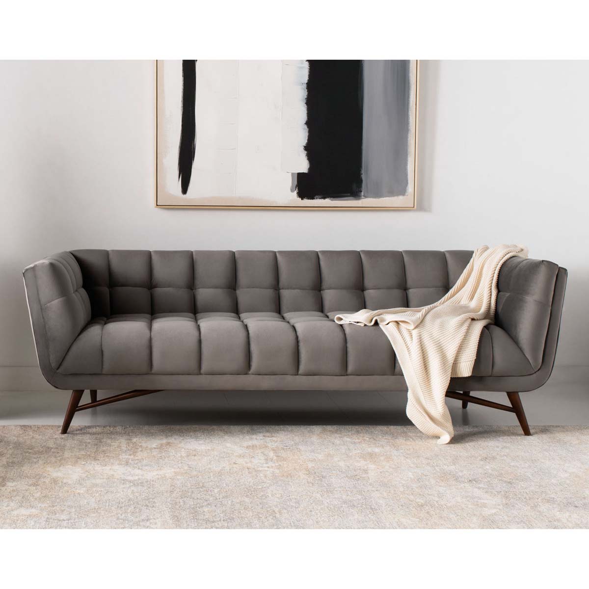 Safavieh Couture Onyx Mid Century Tufted Sofa - Century Tufted Sofa