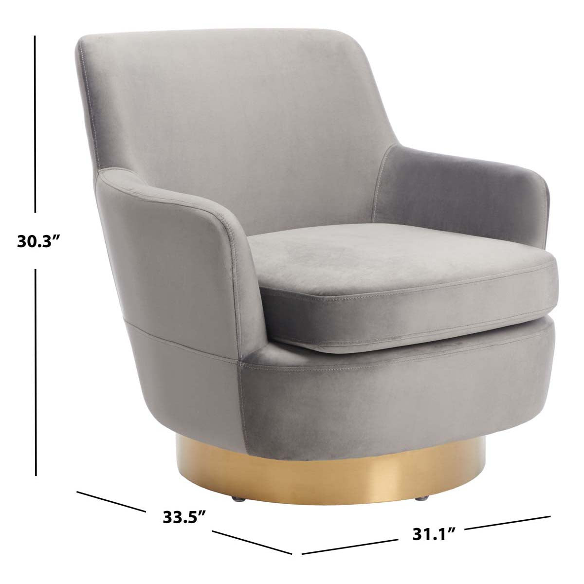 Safavieh Couture Pyrite Velvet Swivel Chair - Dark Grey